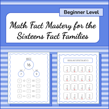 Preview of Add/Sub Math Fact Family 16’s Memorization Program (BEGINNER)