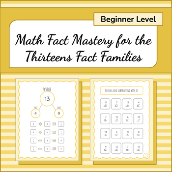 Preview of Add/Sub Math Fact Family 13's Memorization Program (BEGINNER)