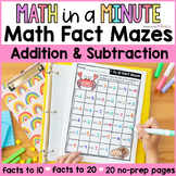 Math Fact Mazes - Addition and Subtraction to 20 - Math Fa