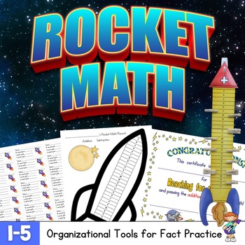 Preview of Math Fact Motivational Program Recording Sheets, Timer, Certificates-Rocket Math