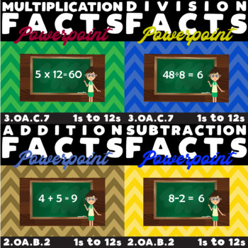 Preview of Math Fact Powerpoint Bundle - Mental Math (Add, Subtract, Multiply, Divide)