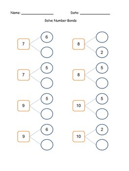 math fact practice number bonds kindergarten by teachkidlearn tpt