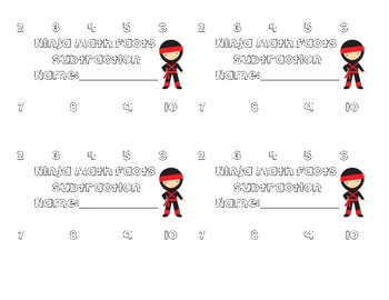 Preview of Math Fact Punch Cards