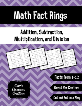 Preview of Math Fact Rings (Addition, Subtraction, Multiplication, and Division)
