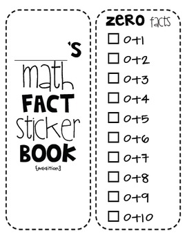 Preview of Math Fact Sticker Book