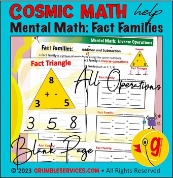 Preview of Fact Families & Inverse Operations: BLANK Mental Math Facts Number Operations