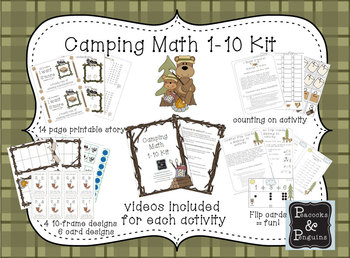 Preview of Math Fact fluency for 1-10 Camping theme part 1
