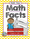 Math Facts 11-20  for Practice - Drill - Assessment   (Add