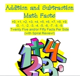 Math Facts Add & Subtract 25 50 and 100 facts With Spiral Review
