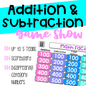 Preview of Math Facts Add and Subtract Game Show Slides