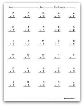 Math Facts Worksheets: Addition Bundle (30 per page, 1:30 ...