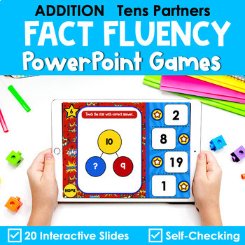 Preview of Math Games Addition Strategy - Tens Partners - Paperless Math Facts to 10 Games