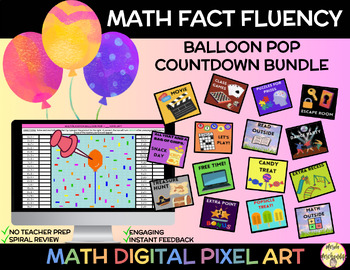 Preview of Math Facts Balloon Pop End of Year Balloon Pop Digital Countdown to Summer
