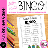 Math Facts Bingo | Addition within 10 | 30 Unique Bingo Cards
