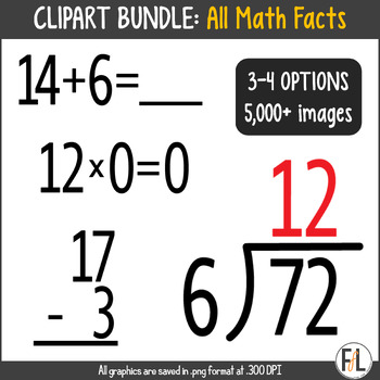 Preview of Math Facts Clipart BUNDLE:  Addition, Subtraction, Multiplication, Division