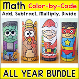 Color by Number, Addition & Subtraction 3D Characters Math