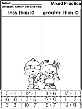 Math Facts: Cut & Paste Printables-Addition & Subtraction {Winter