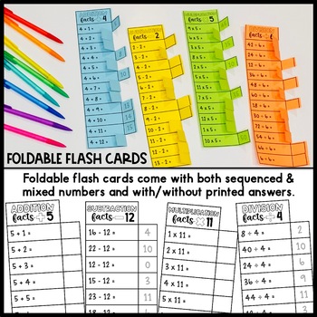 Math Facts Flash Cards | Addition, Subtraction, Multiplication ...