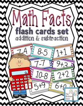 Preview of Math Facts Flash Cards Addition & Subtraction Set Color Coded