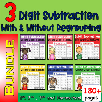 Preview of Math Facts Fluency  2nd 3rd Grade: 3-Digit Subtraction With & Without Regrouping