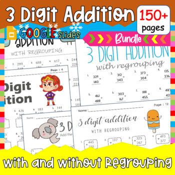 Math Facts Fluency Worksheets Bundle 3 Digit Addition With Regrouping ...