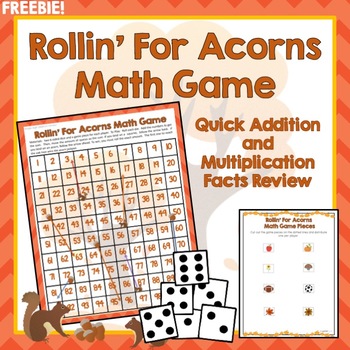 Preview of Math Facts Game, Addition, Multiplication, 100's Chart Review, Fall Themed