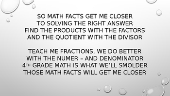 Preview of Math Facts Get Me Closer Song