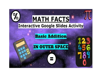 Preview of Math Facts Interactive Activity Basic Addition Outer Space  Google Slides