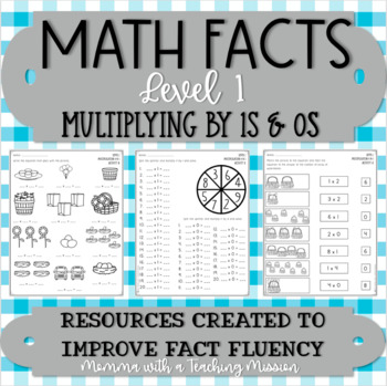 Preview of Math Facts Level 1 Fact Fluency Multiplication x 1s and 0s facts