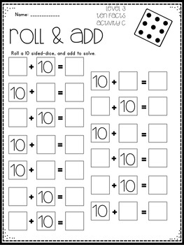 Math Facts Level 3 Fact Fluency Adding 10 facts | TpT