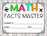 Math Facts Master Award