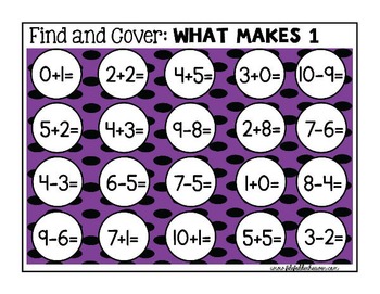 Math Facts: Math Facts Find and Cover Activities by File Folder Heaven