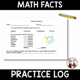 Math Facts Practice Log Multiplication and Division