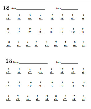 math 1 sheet grade Letters for Test by Facts Addition! Math and Timed  Parent