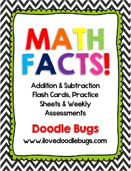 Preview of Math Facts Unit: Addition & Subtraction Flash Cards & Weekly Assessments