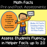 Math Facts Up to 20 Pre and Post Assessment