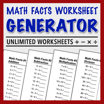 math facts worksheet generator by the educated mind tpt