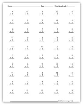 math facts worksheets multiplication by 5 50 per page 2 30 minutes