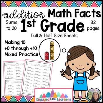 Preview of Math Facts for 1st Grade | Addition Worksheets | Sums to 20 & Making 10  