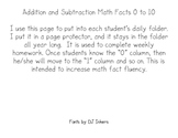 Math Facts for daily folder