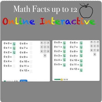 Preview of Math Facts up to 12 Interactive