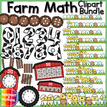 Preview of Math Farm Clipart - Farm Math Manipulatives Clipart Mini Bundle
