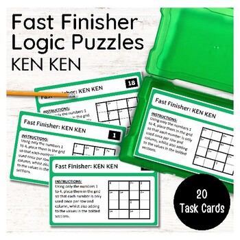 Preview of Math Fast Finisher Logic Puzzles - 20 KEN KEN Puzzle Task Cards