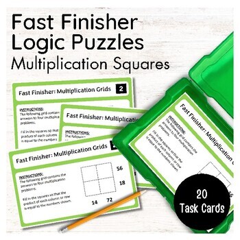 Preview of Math Fast Finisher Logic Puzzles - 20 Multiplication Squares Task Cards