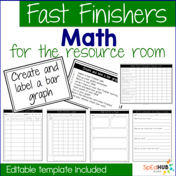 Preview of Math Fast Finishers for the resource room {editable}