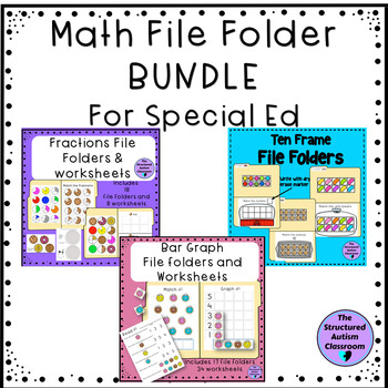 Preview of Math File Folder BUNDLE Special Education Counting, Fractions, Bar Graphs