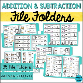 Preview of Math File Folder Games Addition & Subtraction Special Education Math Activities