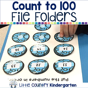 Preview of Counting to 100 Kindergarten Math File Folder Games with Dinosaurs - K.CC.A.1