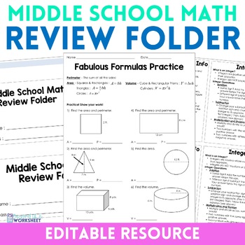 Preview of Middle School Math Review Skills