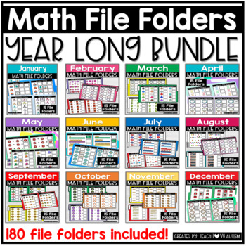 Preview of Monthly Math File Folder Games for Centers and Lessons in Special Education